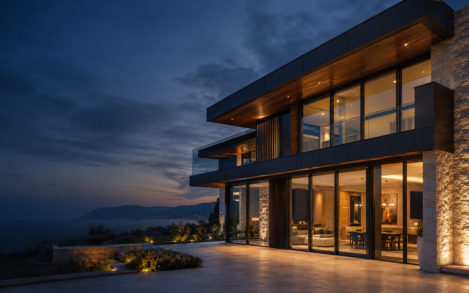 Geniş cam cepheli modern bir yapı